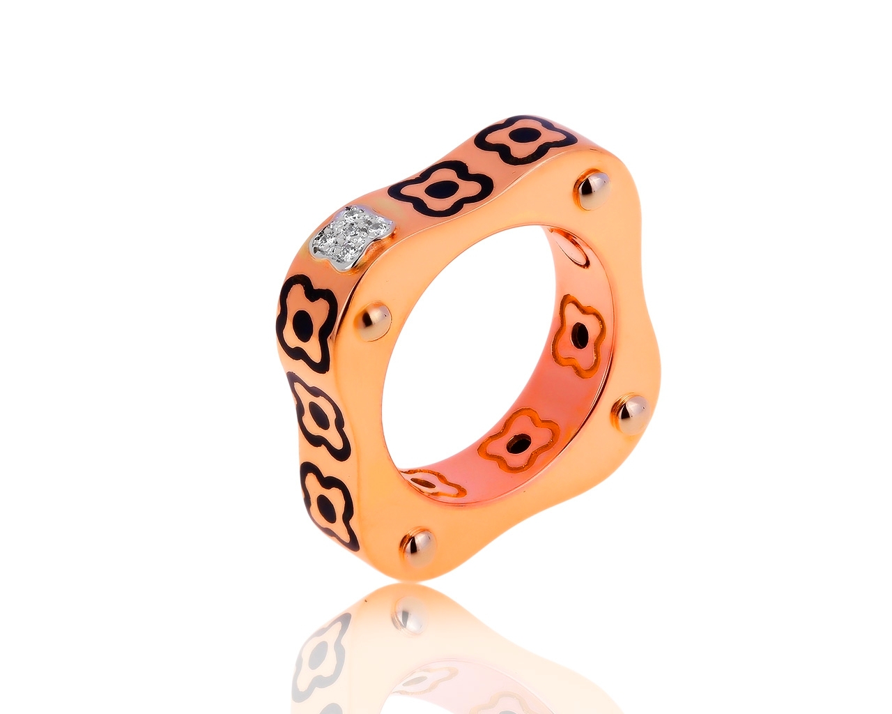 Оригинальное золотое кольцо с бриллиантами 0.04ct Nouvelle Bague 151219/12