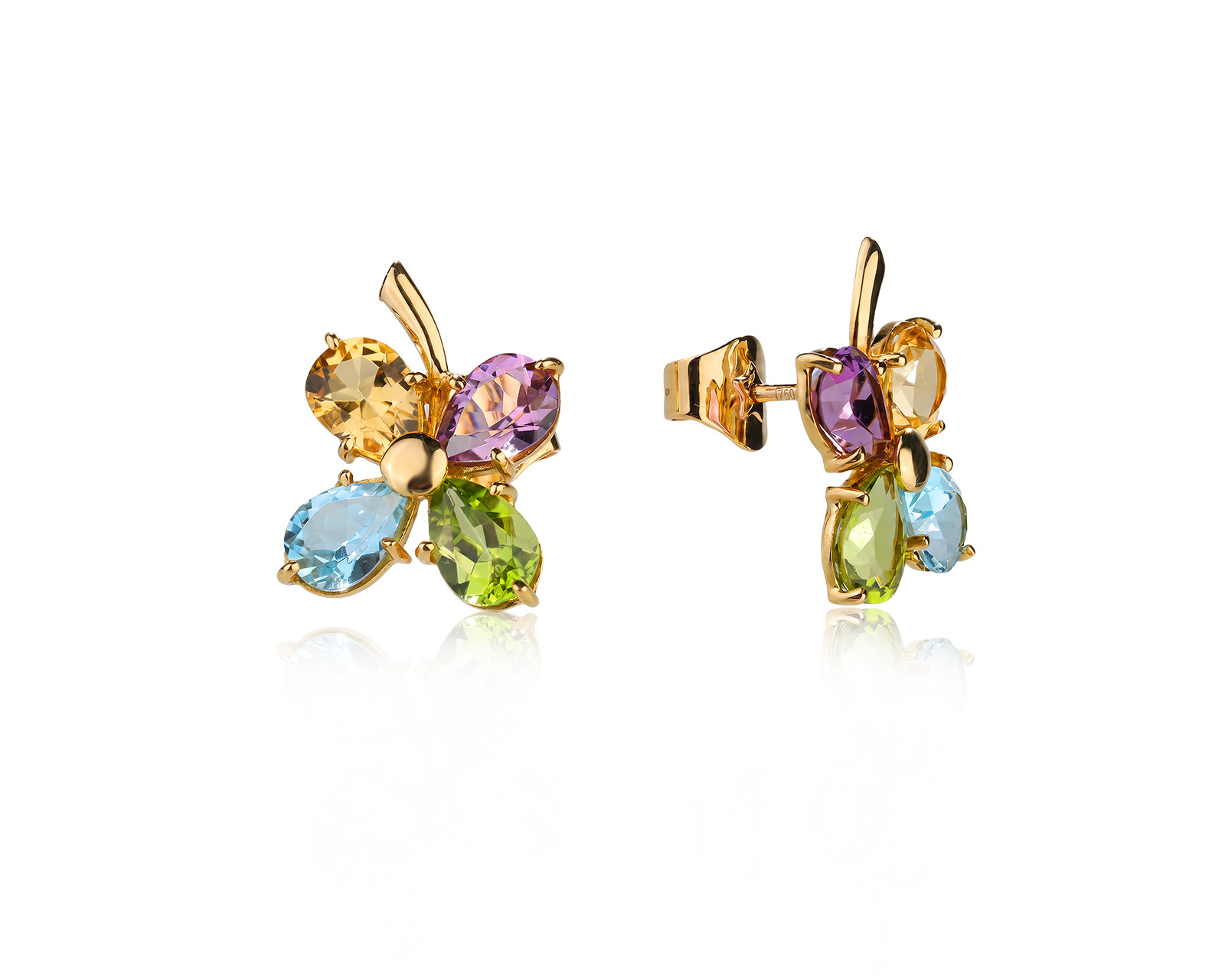 Оригинальные золотые серьги с цветными камнями 5.05ct H.Stern