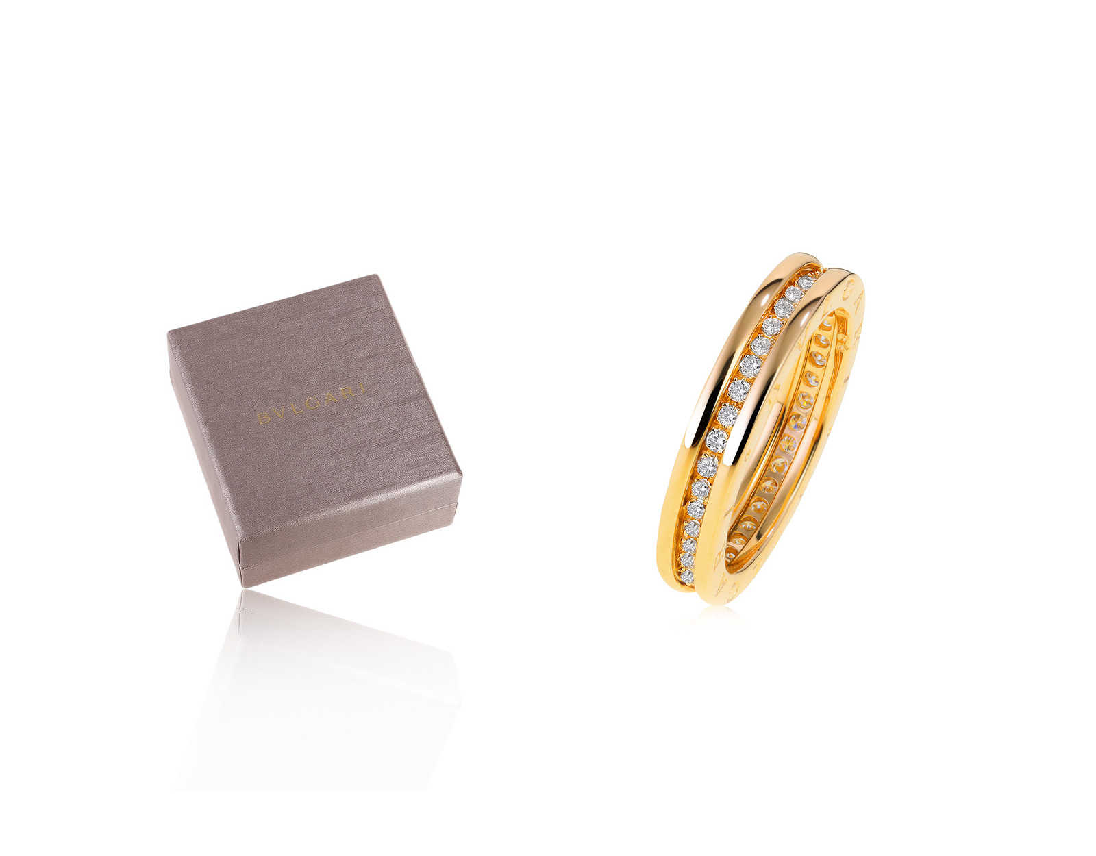Оригинальное золотое кольцо с бриллиантами 0.54ct Bvlgari B.Zero1