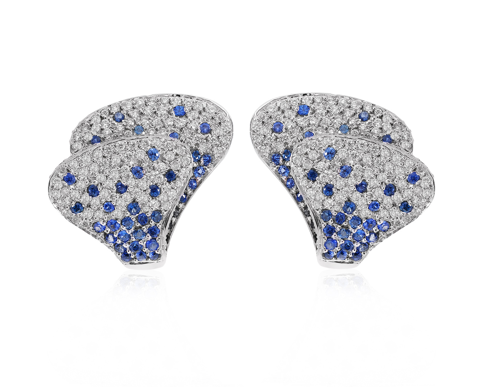 Золотые серьги с сапфирами 1.64ct и бриллиантами 1.32ct 140825/23