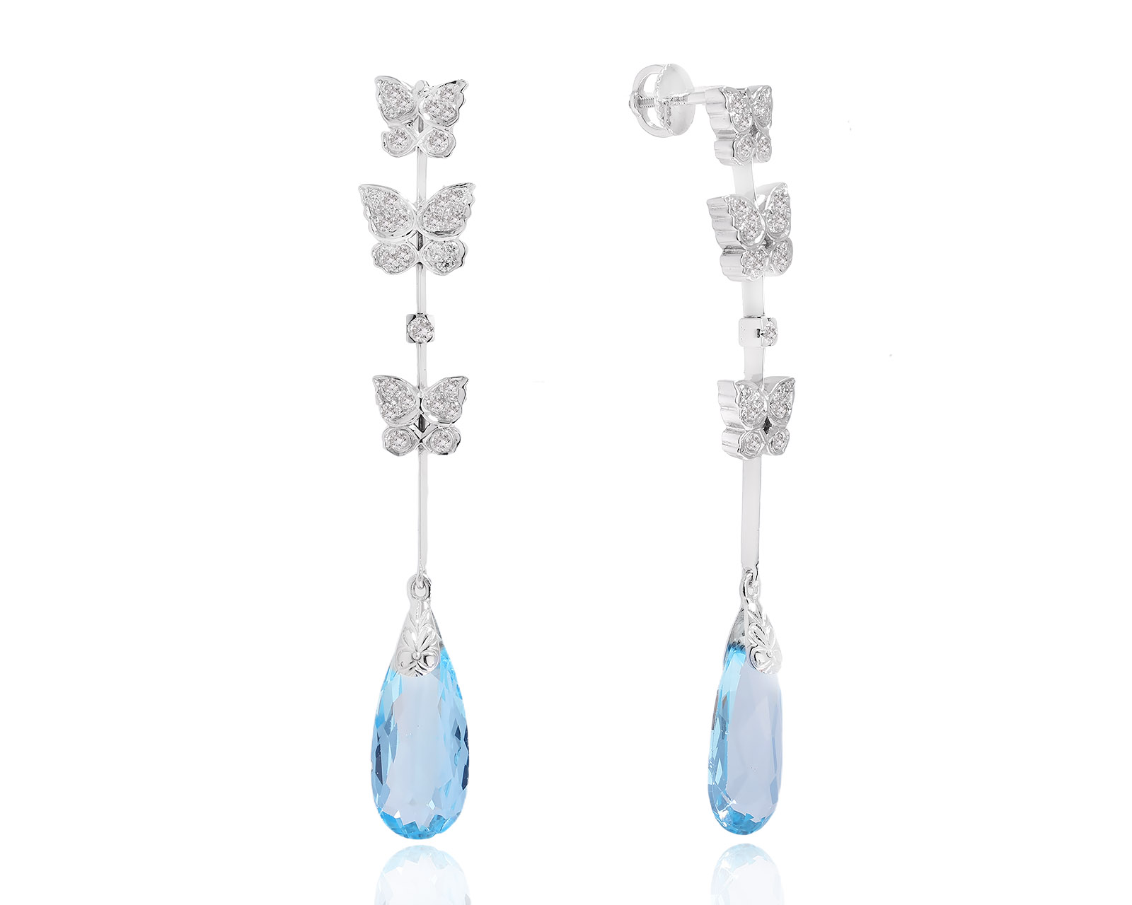 Золотые серьги с топазами 21.00ct и бриллиантами 0.72ct