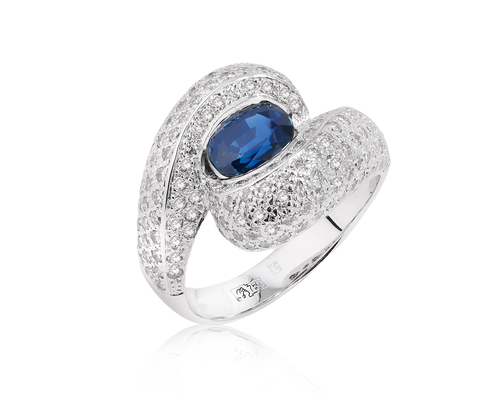 Золотое кольцо с сапфиром 1.21ct и бриллиантами 1.02ct 201025/16