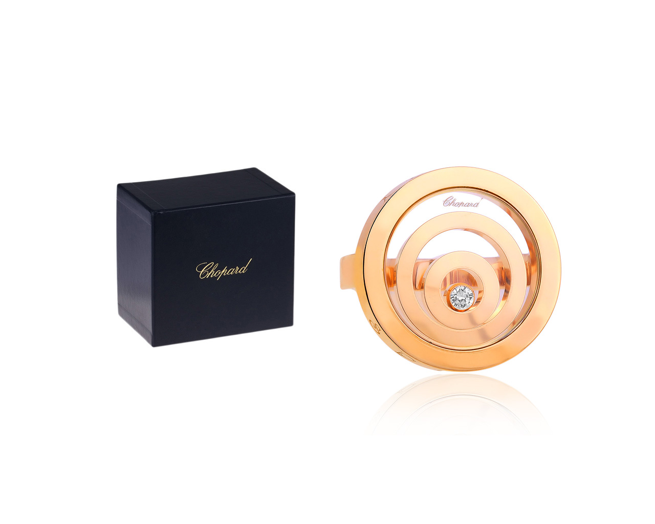 Золотое кольцо с бриллиантом 0.10ct Chopard Happy Spirit
