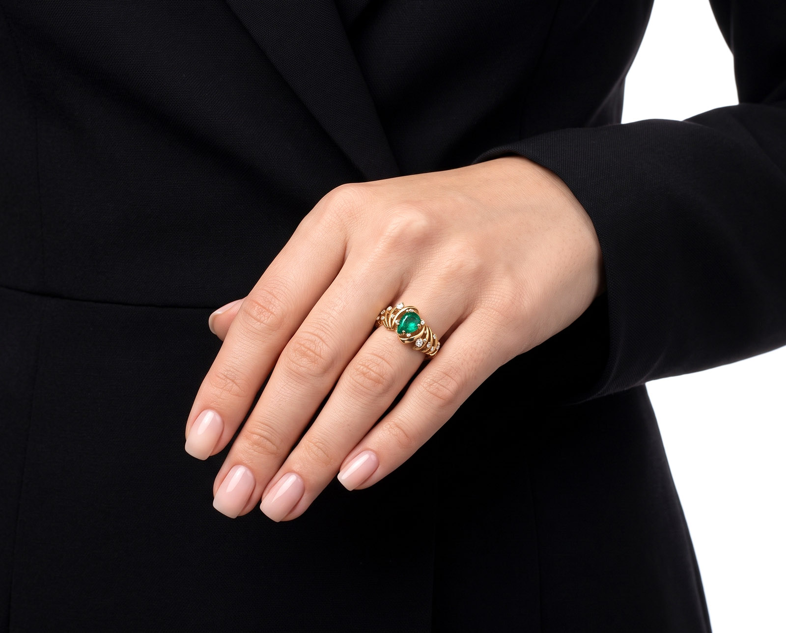 Оригинальное золотое кольцо с изумрудом 1.33ct Lykov`s Jewellery