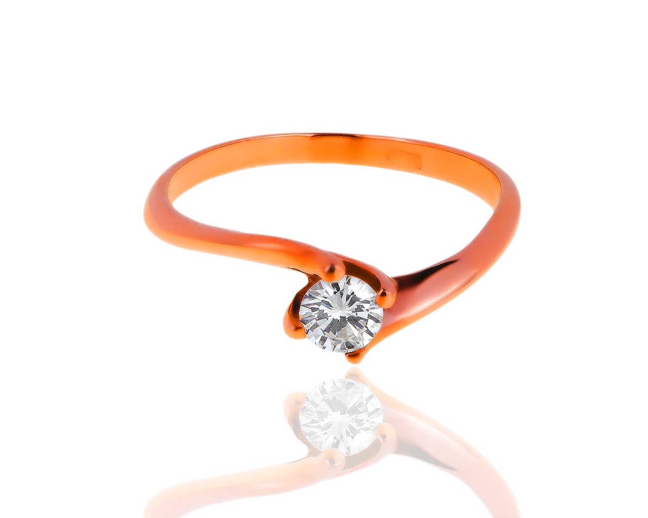 Помолвочное золотое кольцо с бриллиантом 0.33ct 180519/21