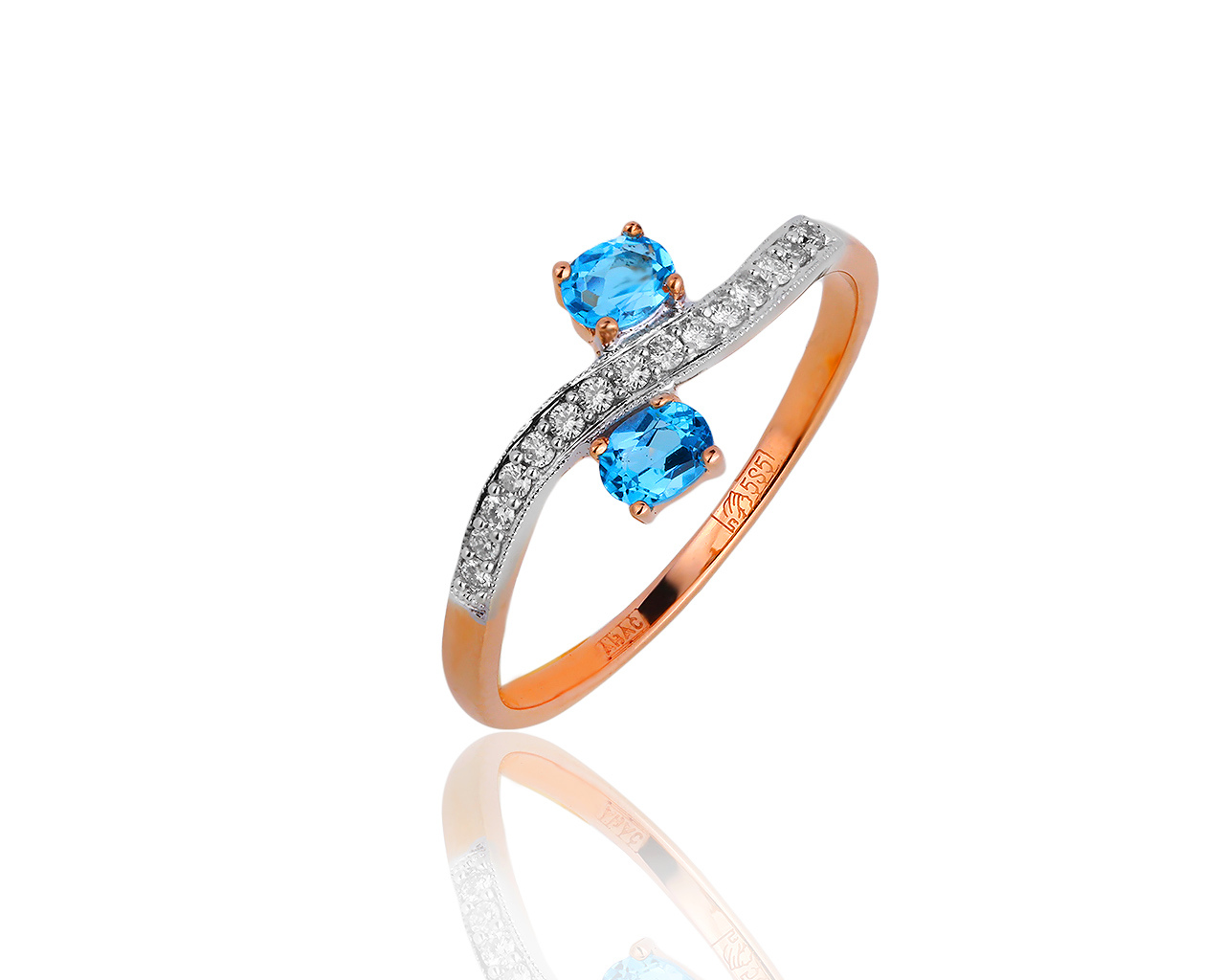 Модное золотое кольцо с топазами 0.60ct 080518/8 Модное золотое кольцо с топазами 0.60ct 080518/8