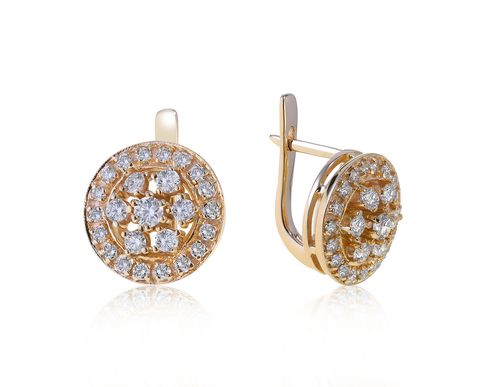 Волшебные золотые серьги с бриллиантами 1.20ct 050921/1