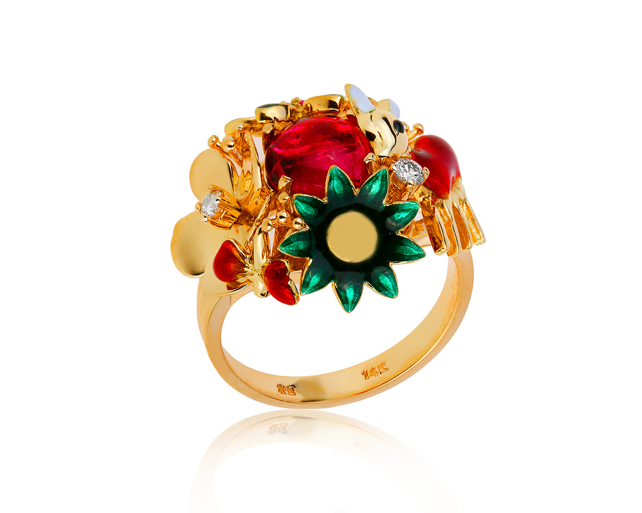 Оригинальное золотое кольцо с турмалином 1.22ct Roberto Bravo 091219/3