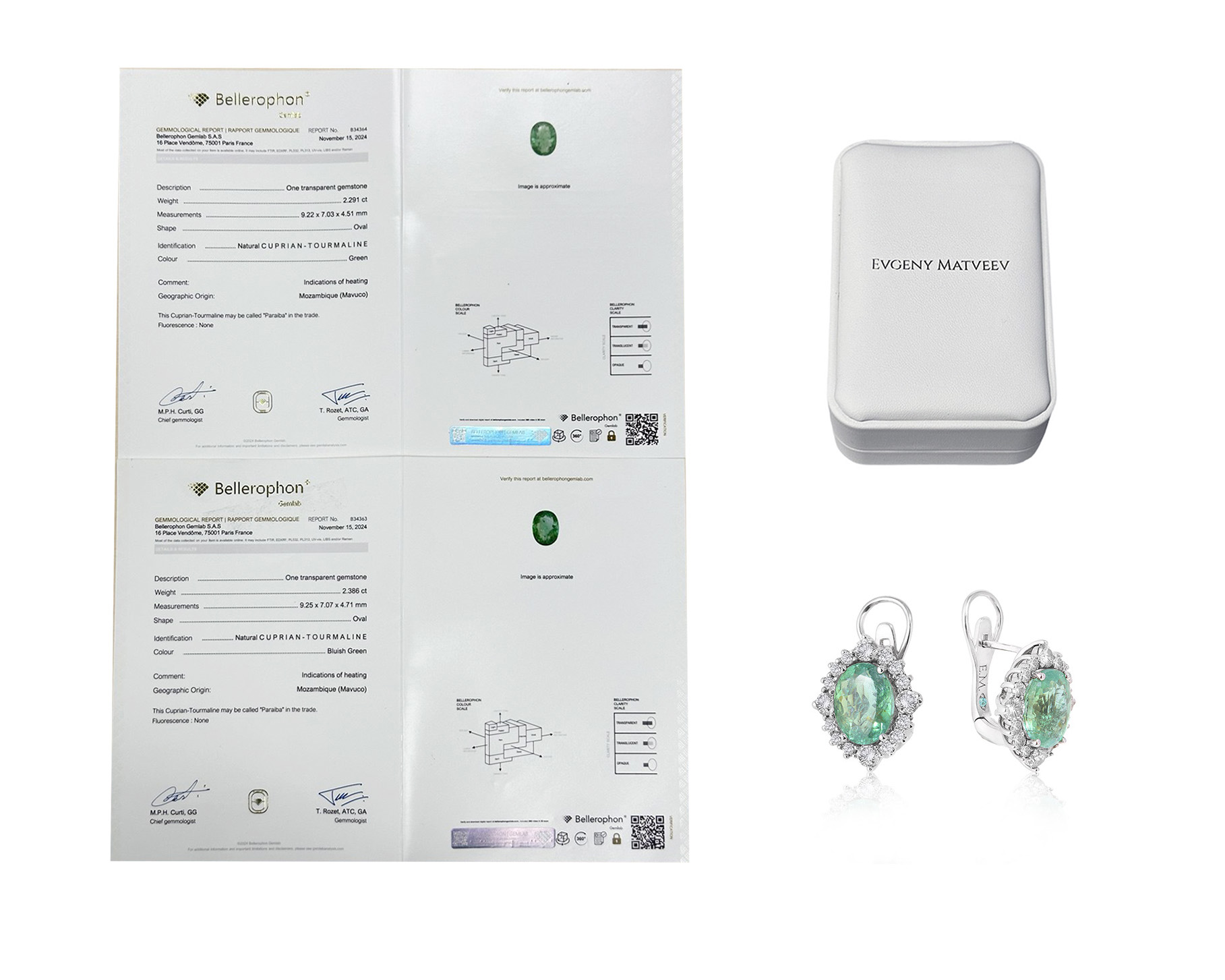 Золотые серьги с турмалинами параиба 4.70ct Evgeny Matveev