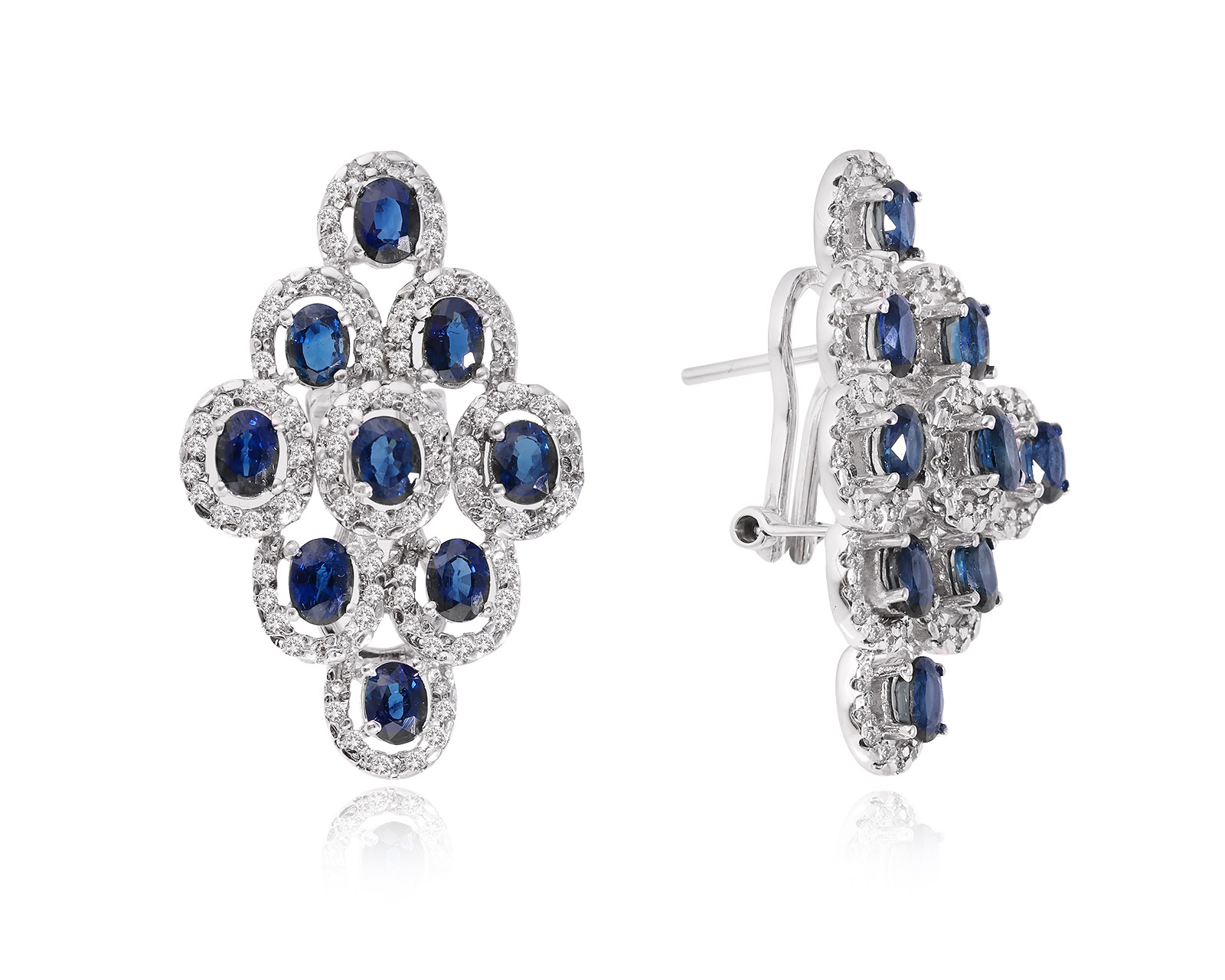 Золотые серьги с сапфирами 3.60ct и бриллиантами 0.76ct 231224/12