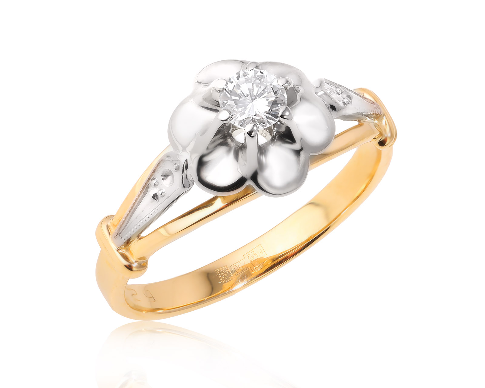 Золотое кольцо с бриллиантом 0.20ct 101224/2