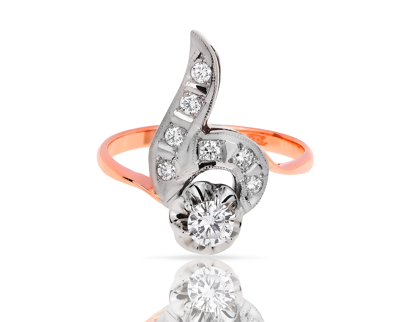 Классическое золотое кольцо с бриллиантами 0.43ct 230718/11