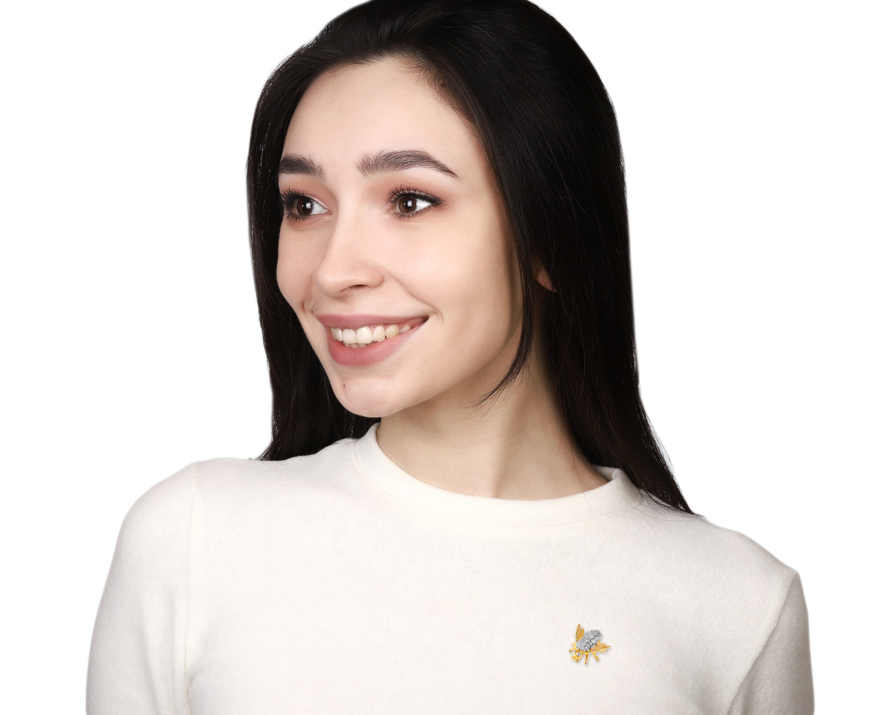 Завораживающая золотая брошь с бриллиантами 0.75ct