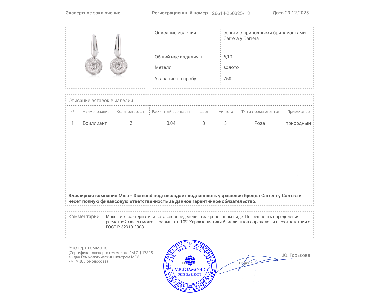 Оригинальные золотые серьги Carrera y Carrera Flower