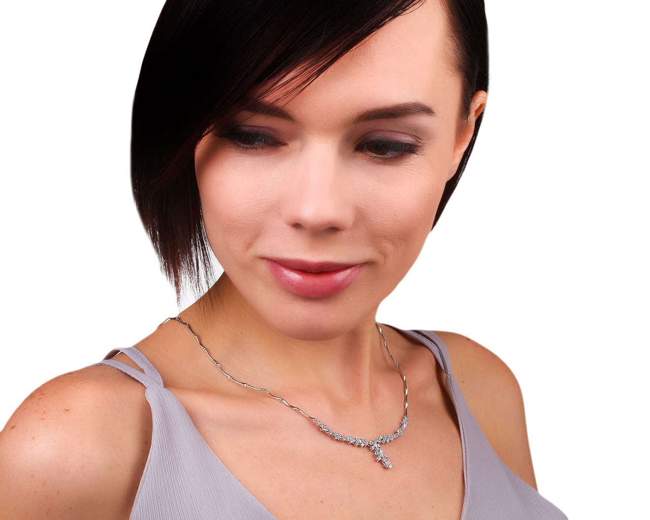 Нарядное золотое колье с бриллиантами 1.40ct