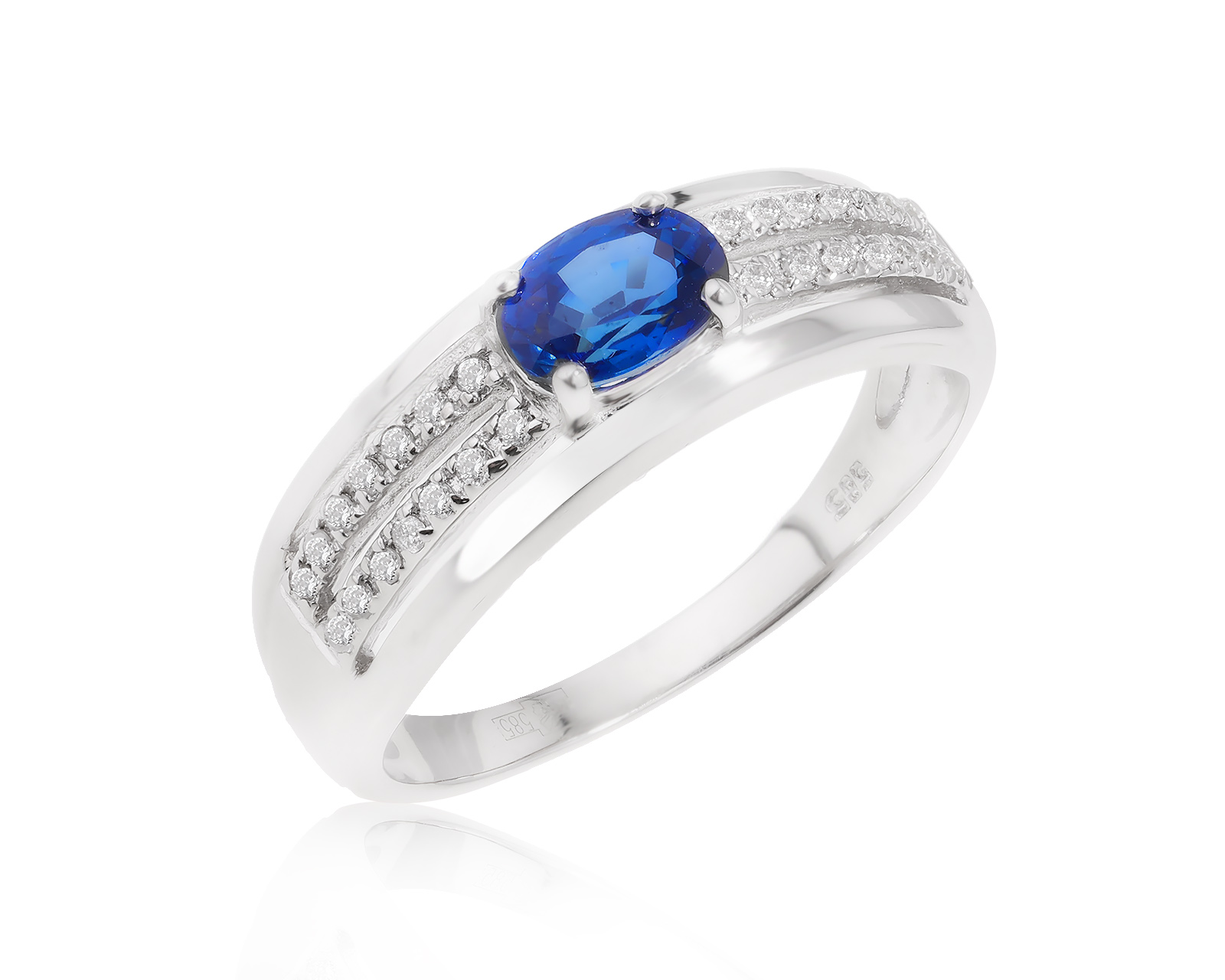 Золотое кольцо с сапфиром 0.61ct и бриллиантами 0.13ct 180524/17 Золотое кольцо с сапфиром 0.61ct и бриллиантами 0.13ct 180524/17