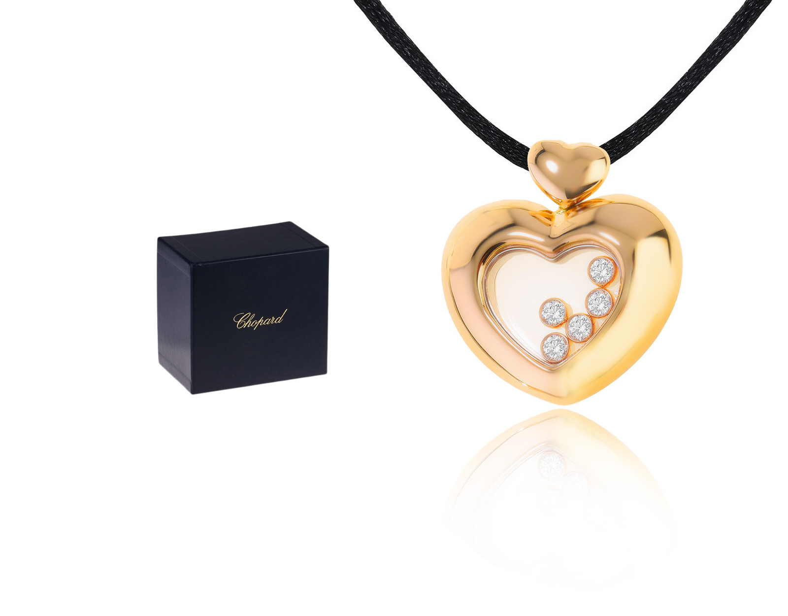 Оригинальный золотой кулон Chopard Happy Diamond Heart