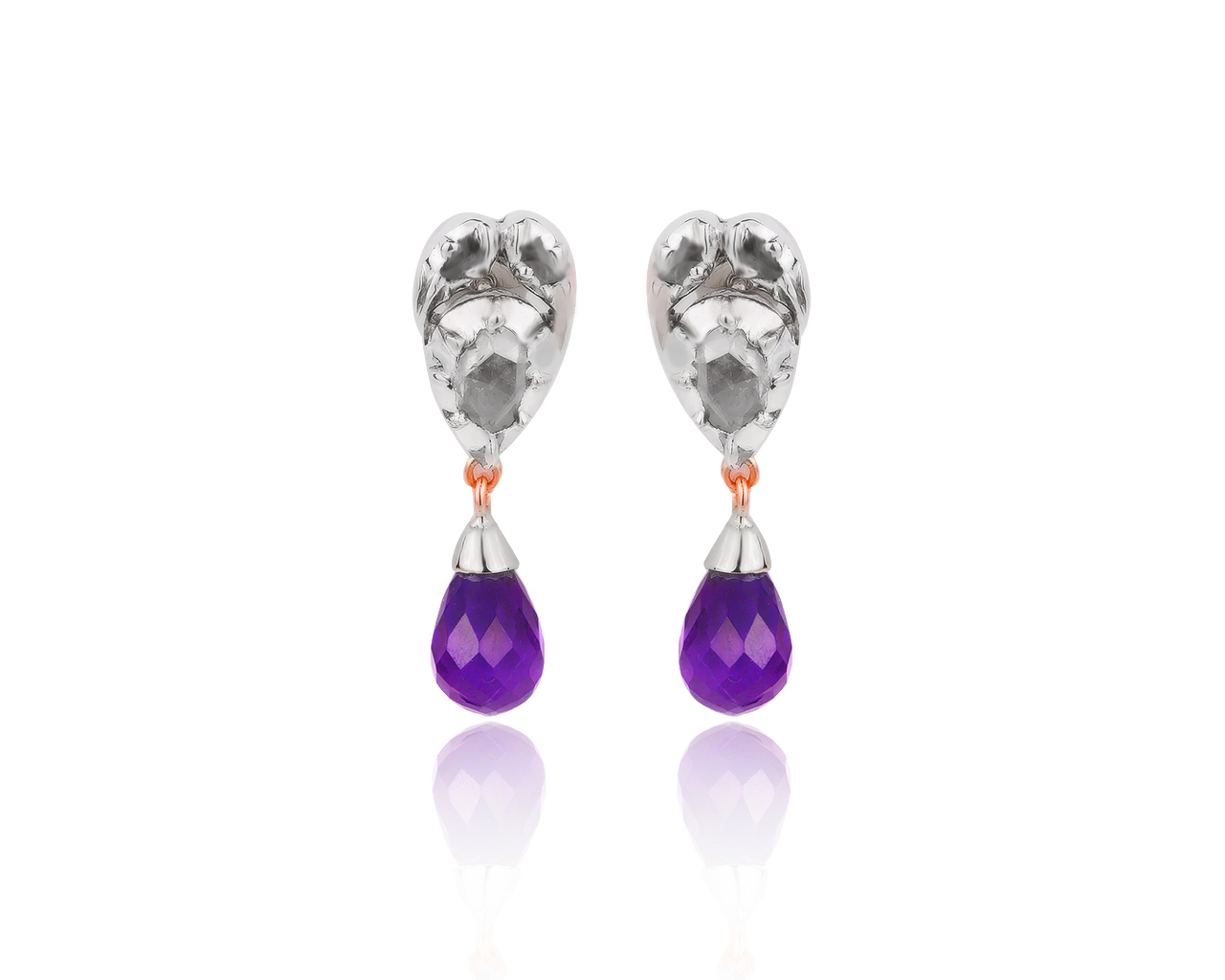 Женственные золотые серьги с аметистами 3.16ct 071219/4