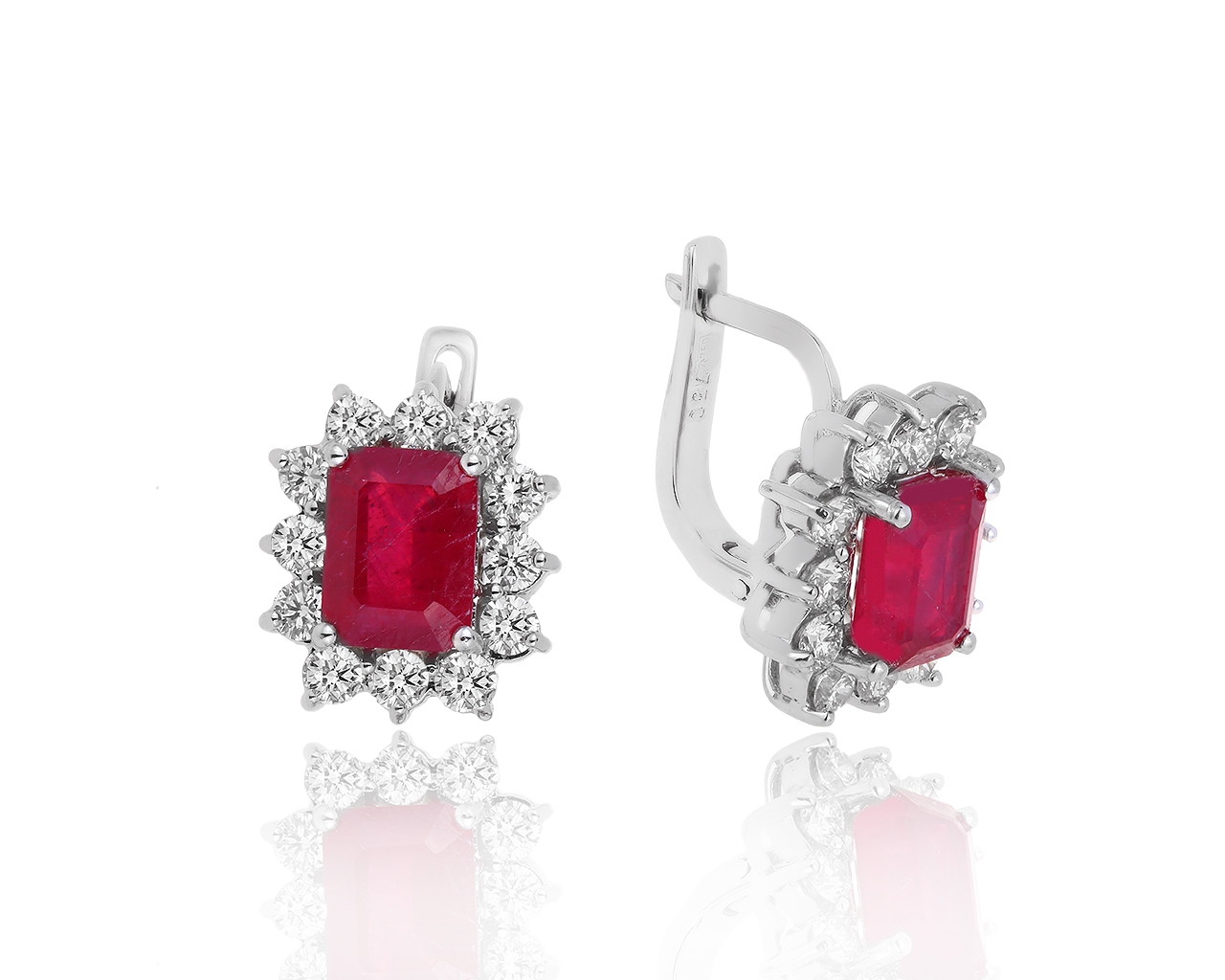 Изящные золотые серьги с рубинами 5.32ct