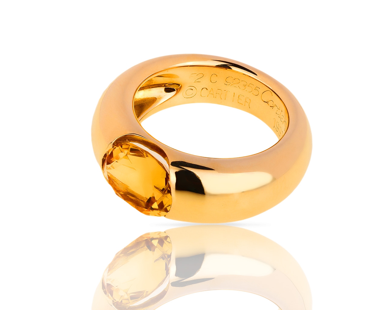 Красивое золотое кольцо с цитрином Cartier Ellipse