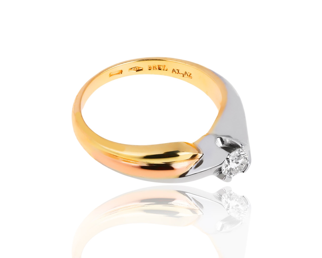 Итальянское золотое кольцо с бриллиантом 0.25ct