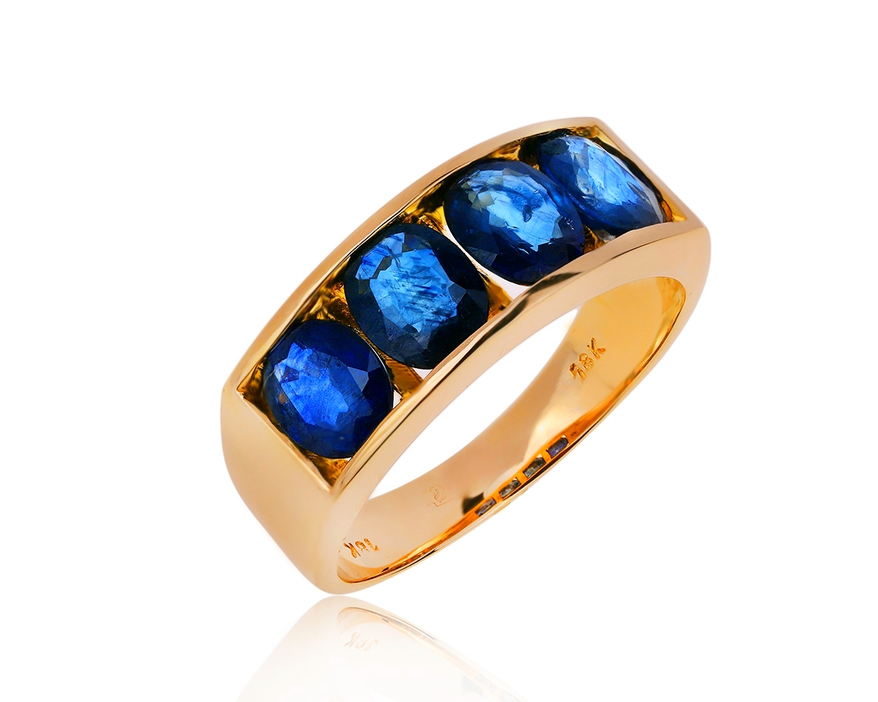 Прекрасное золотое кольцо с сапфирами 2.45ct