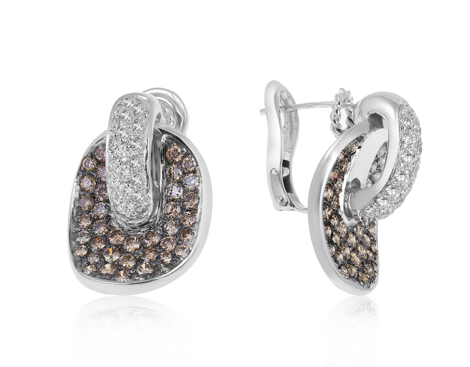 Притягательные золотые серьги с бриллиантами 3.63ct