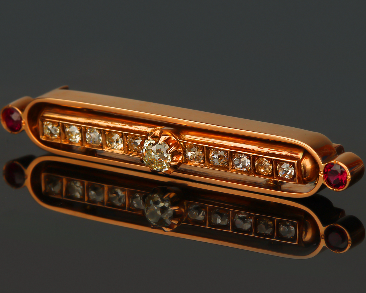 Старинная золотая бронь с бриллиантами 1.01ct р10