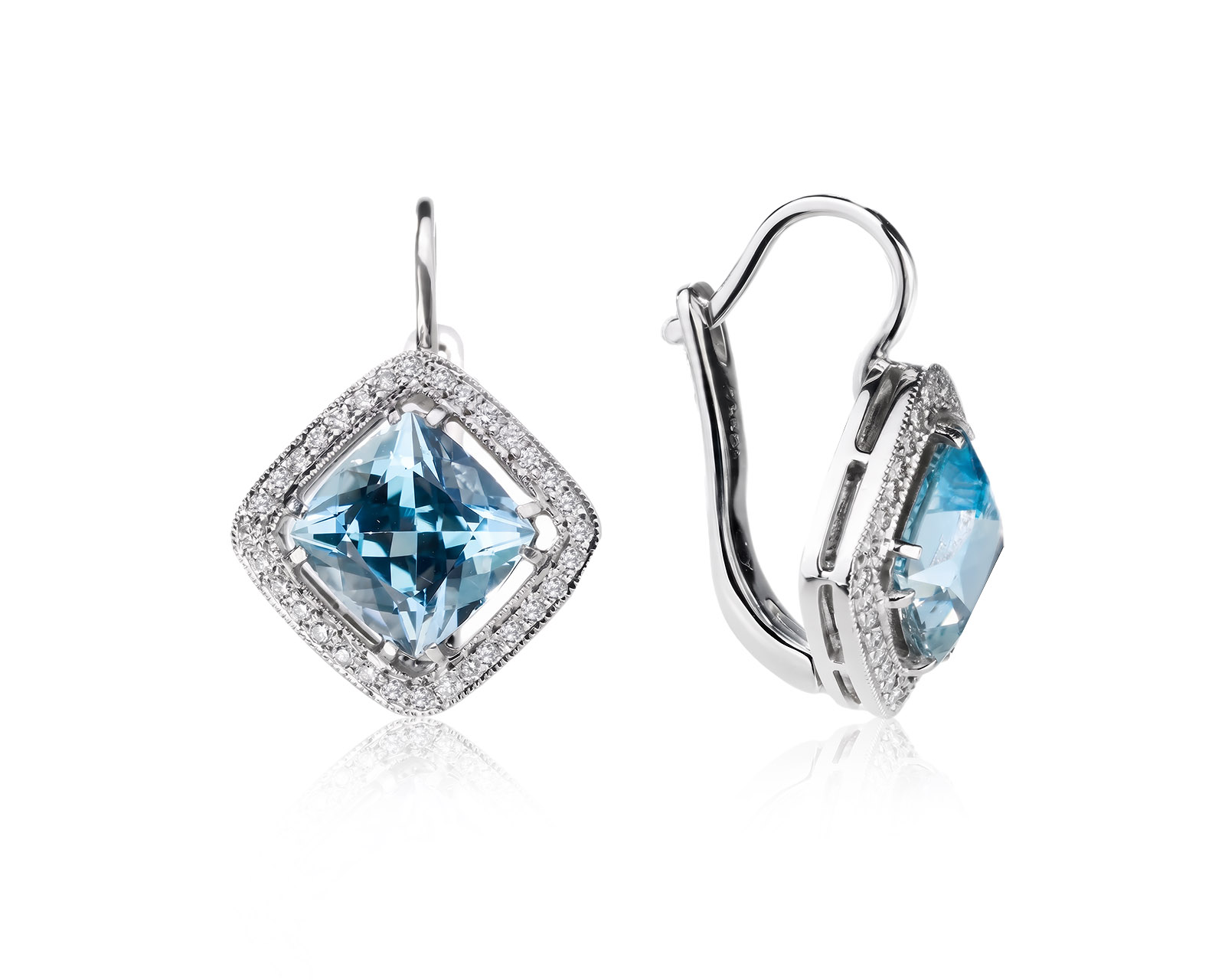 Золотые серьги с бриллиантами 0.37ct и топазами 11.20ct