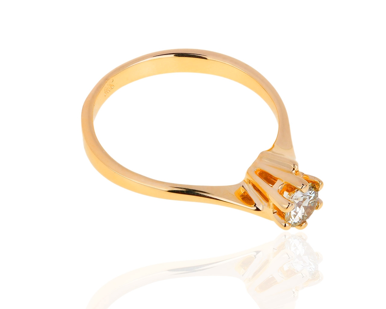 Помолвочное золотое кольцо с бриллиантом 0.32ct