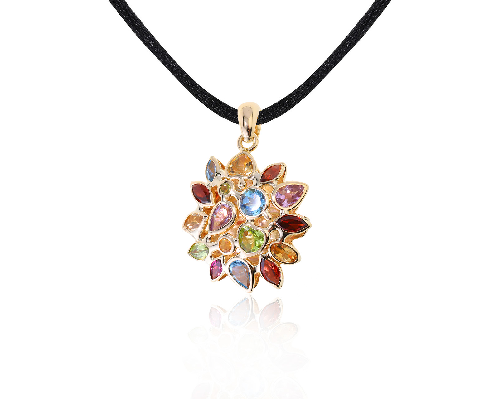 Итальянский золотой кулон с цветными камнями 3.10ct 291222/4