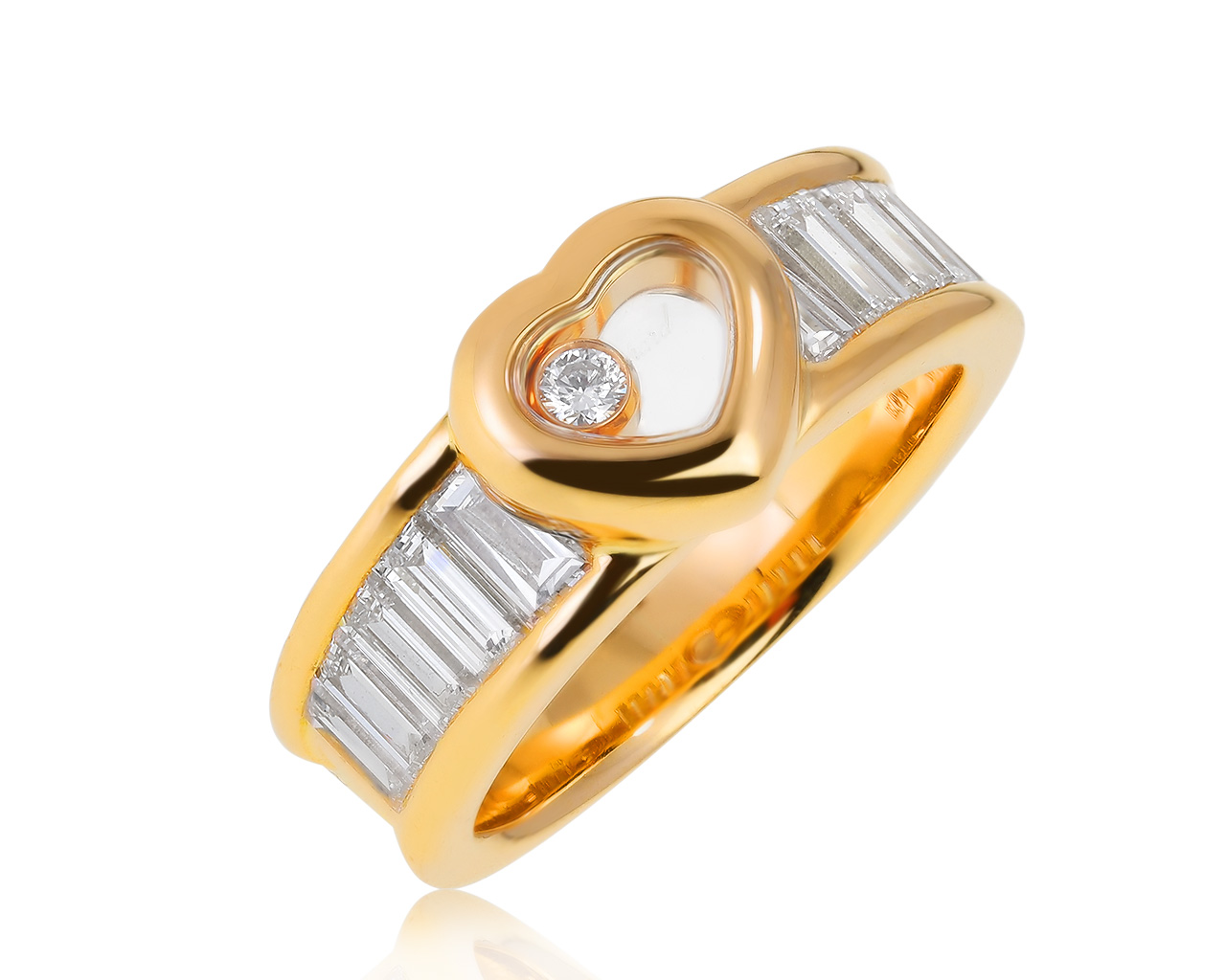 Оригинальное золотое кольцо с бриллиантами 1.45ct Chopard Happy Diamonds