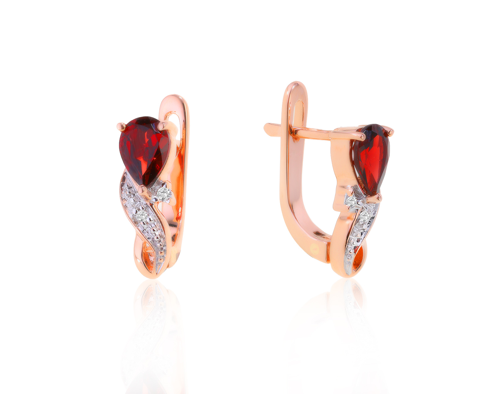 Богатые золотые серьги с гранатами 1.70ct 280716/1