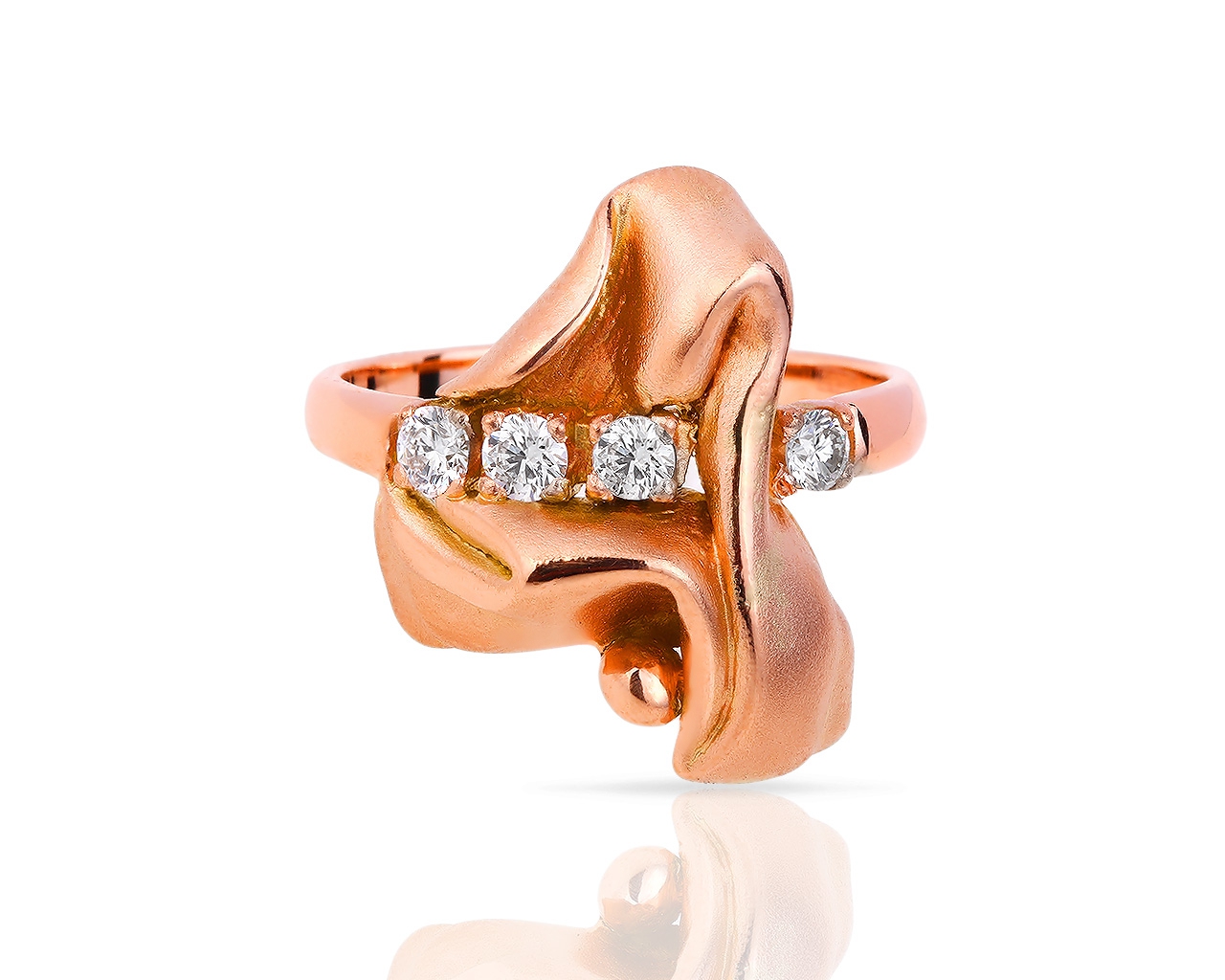 Матовое золотое кольцо с бриллиантами 0.30ct 250518/6