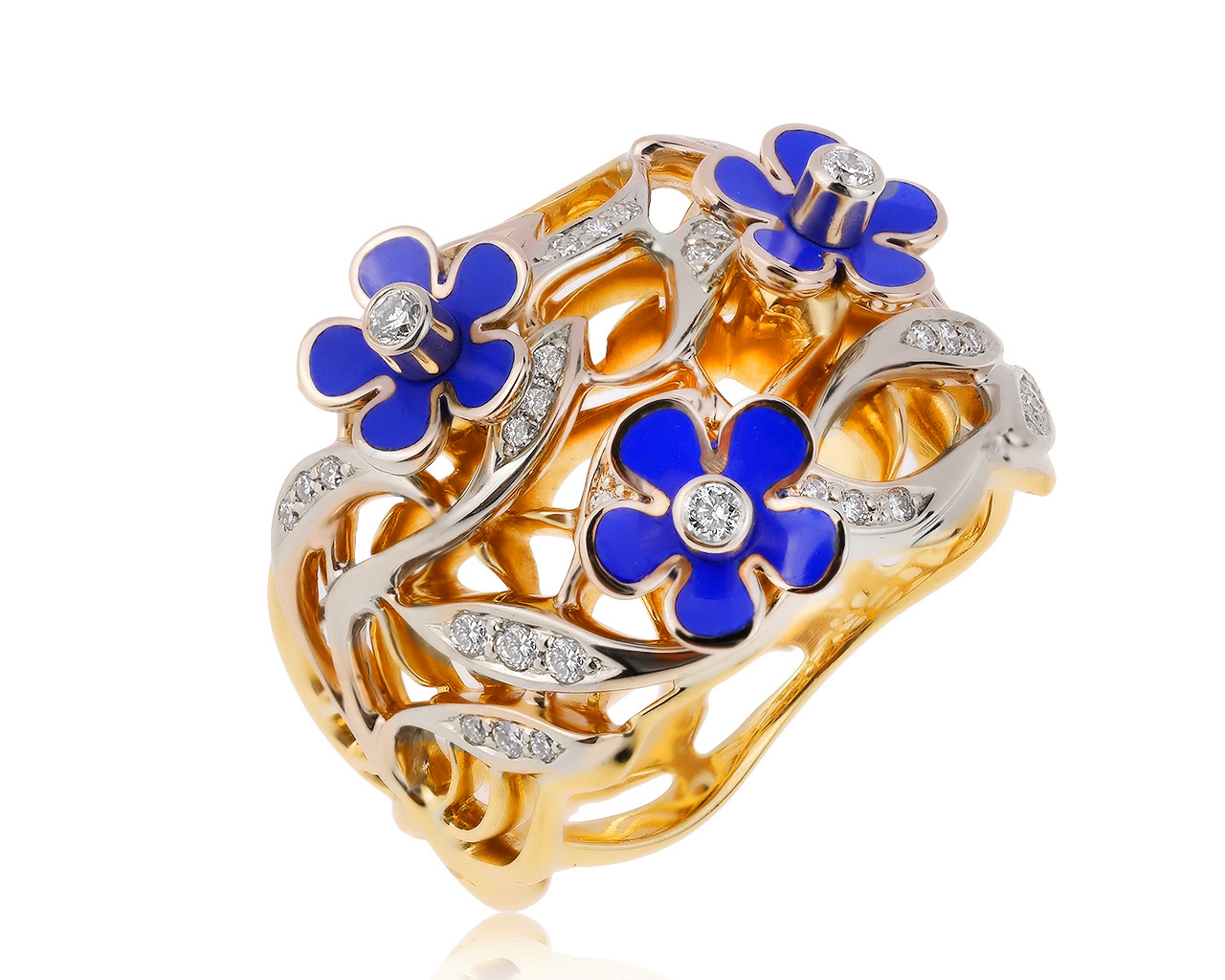 Модное золотое кольцо с бриллиантами 0.25ct