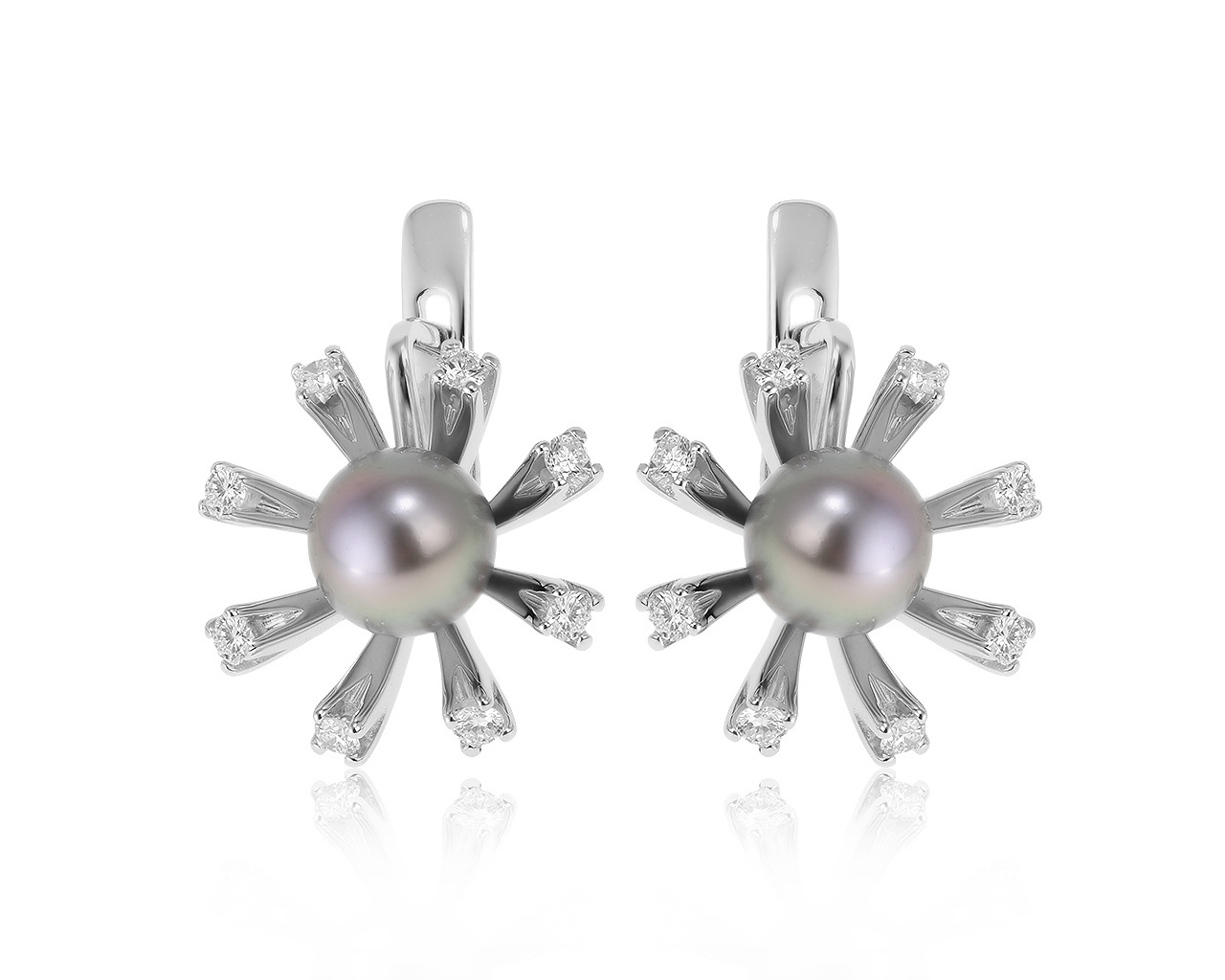 Прекрасные золотые серьги с жемчугом 7.80 мм 280121/5