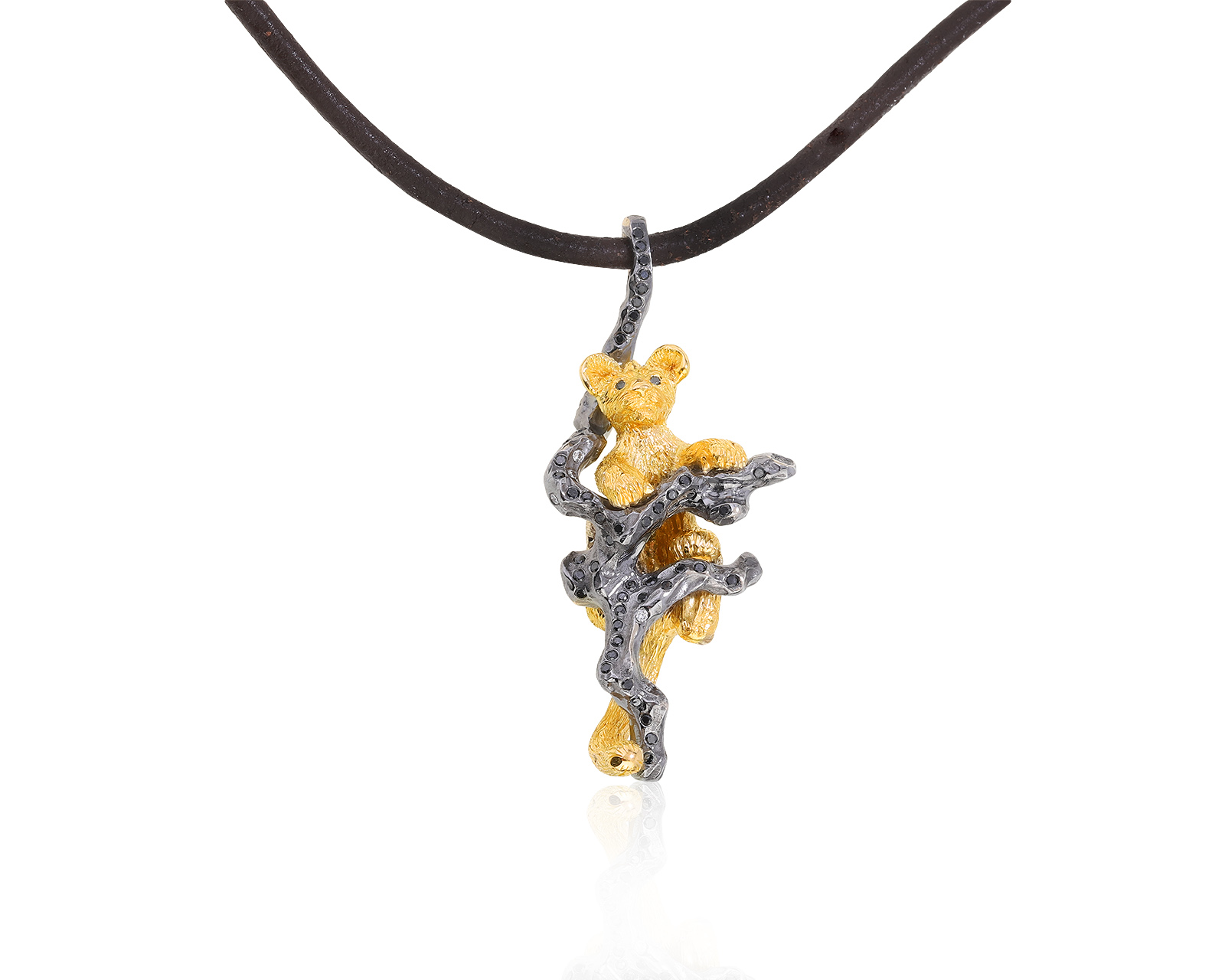 Шикарная золотая подвеска с бриллиантами "львенок" 301221/6