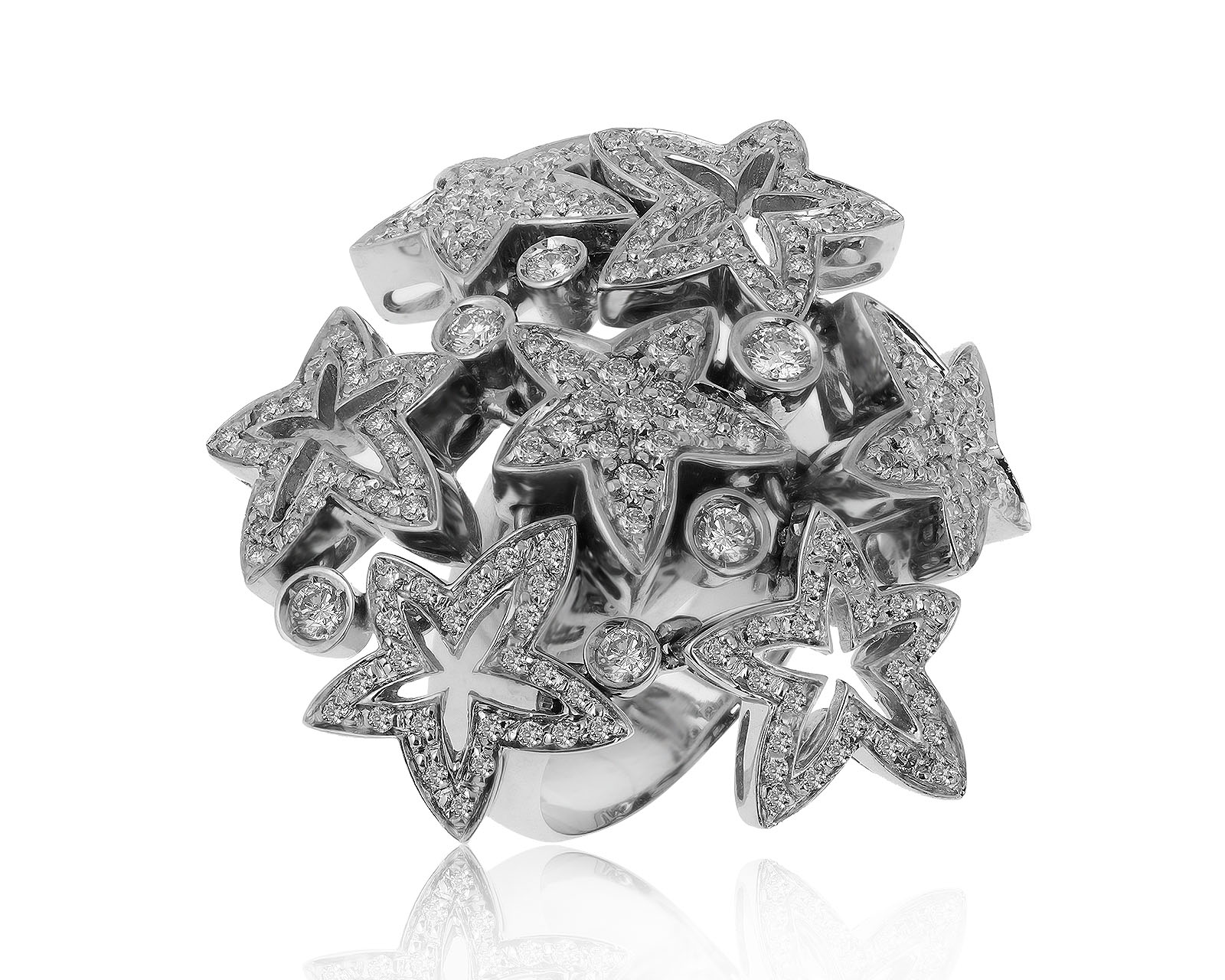 Оригинальное золотое кольцо с бриллиантами 1.30ct IO SI Stars