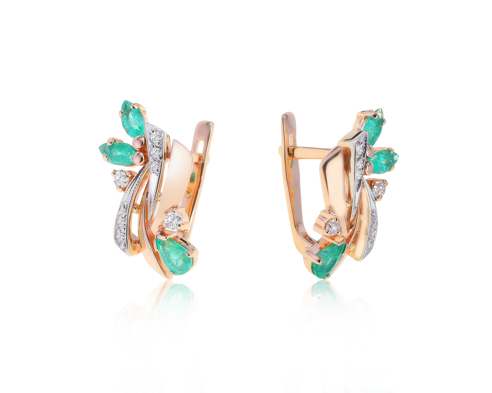 Изысканные золотые серьги с изумрудами 0.93ct 160322/12