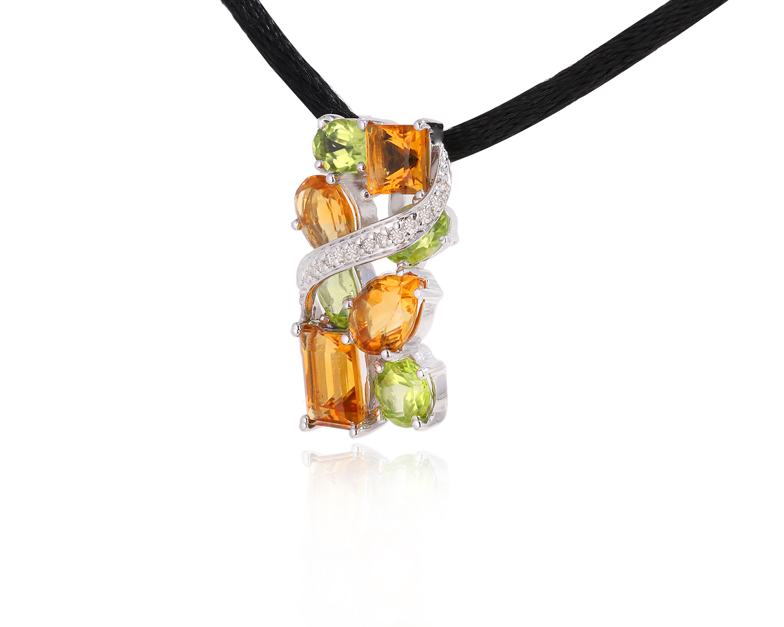Золотой кулон с цитринами 2.60ct и хризолитами 2.08ct
