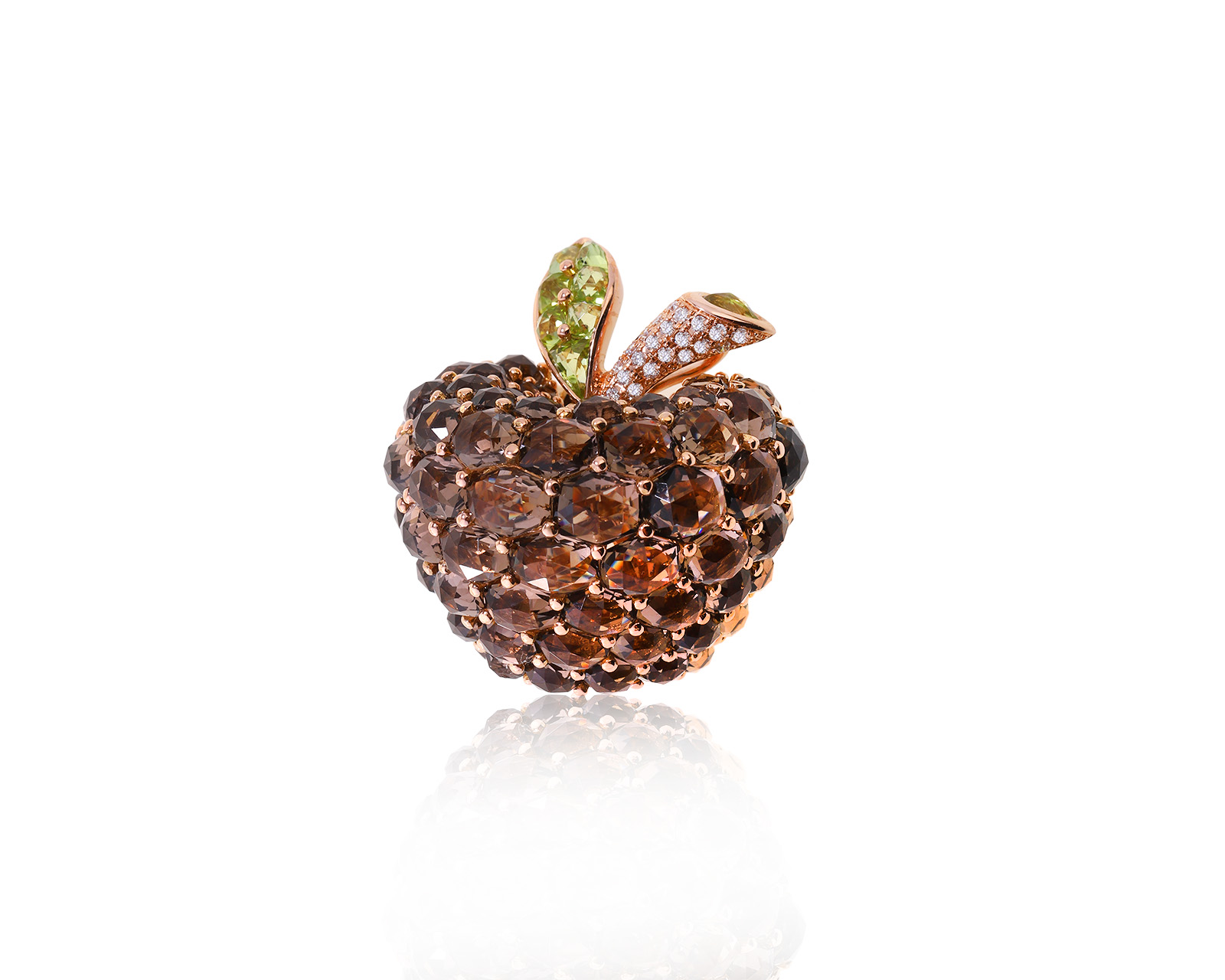 Притягательный золотой кулон-брошь с кварцами 21.34ct