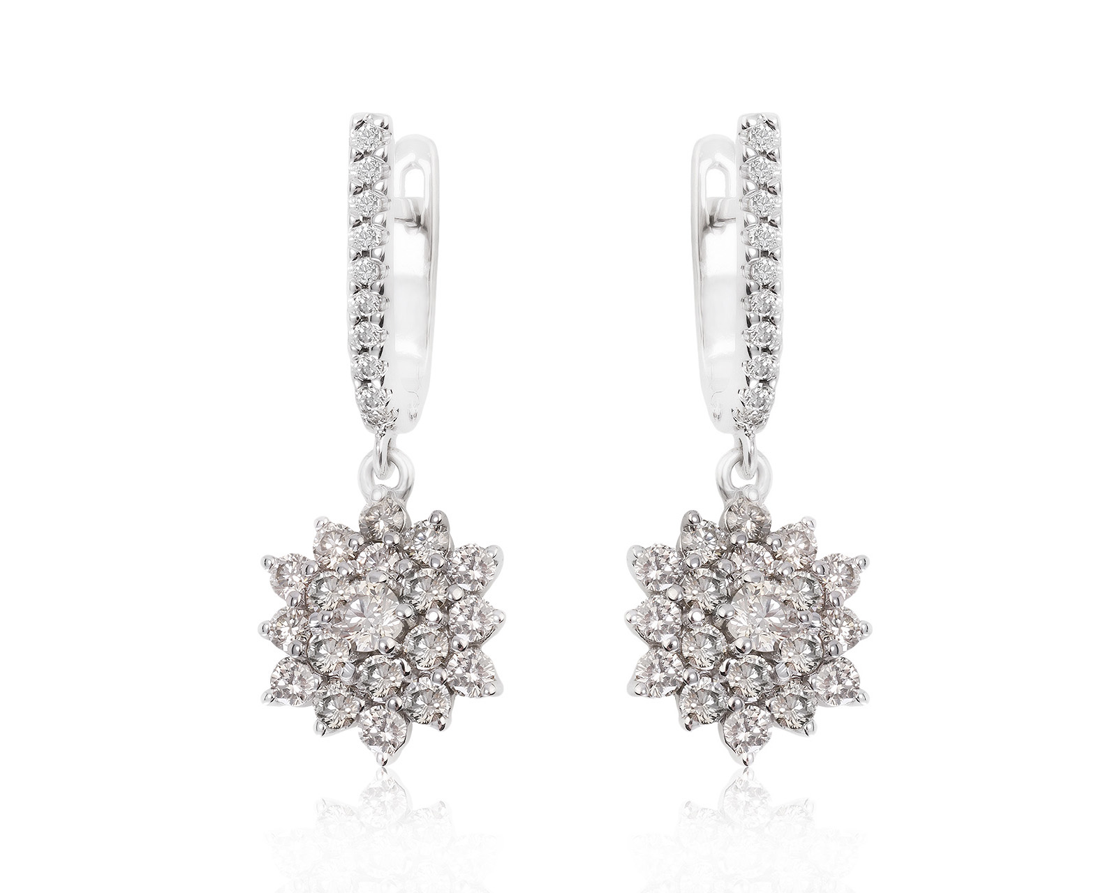 Роскошные золотые серьги с бриллиантами 1.75ct