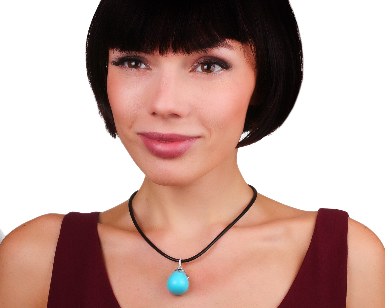 Итальянский золотой кулон с бирюзой и бриллиантами 0.13ct