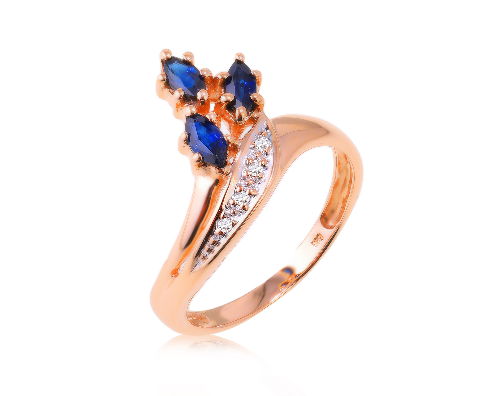 Золотое кольцо с сапфирами 0.45ct 111223/1