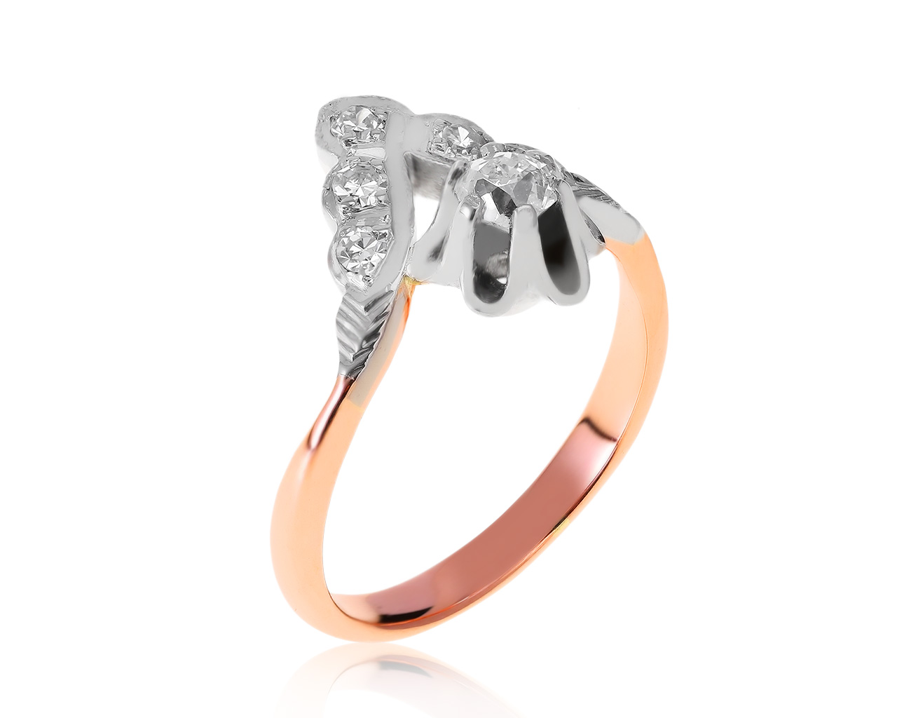 Винтажное золотое кольцо с бриллиантами 0.39ct СССР 031120/15