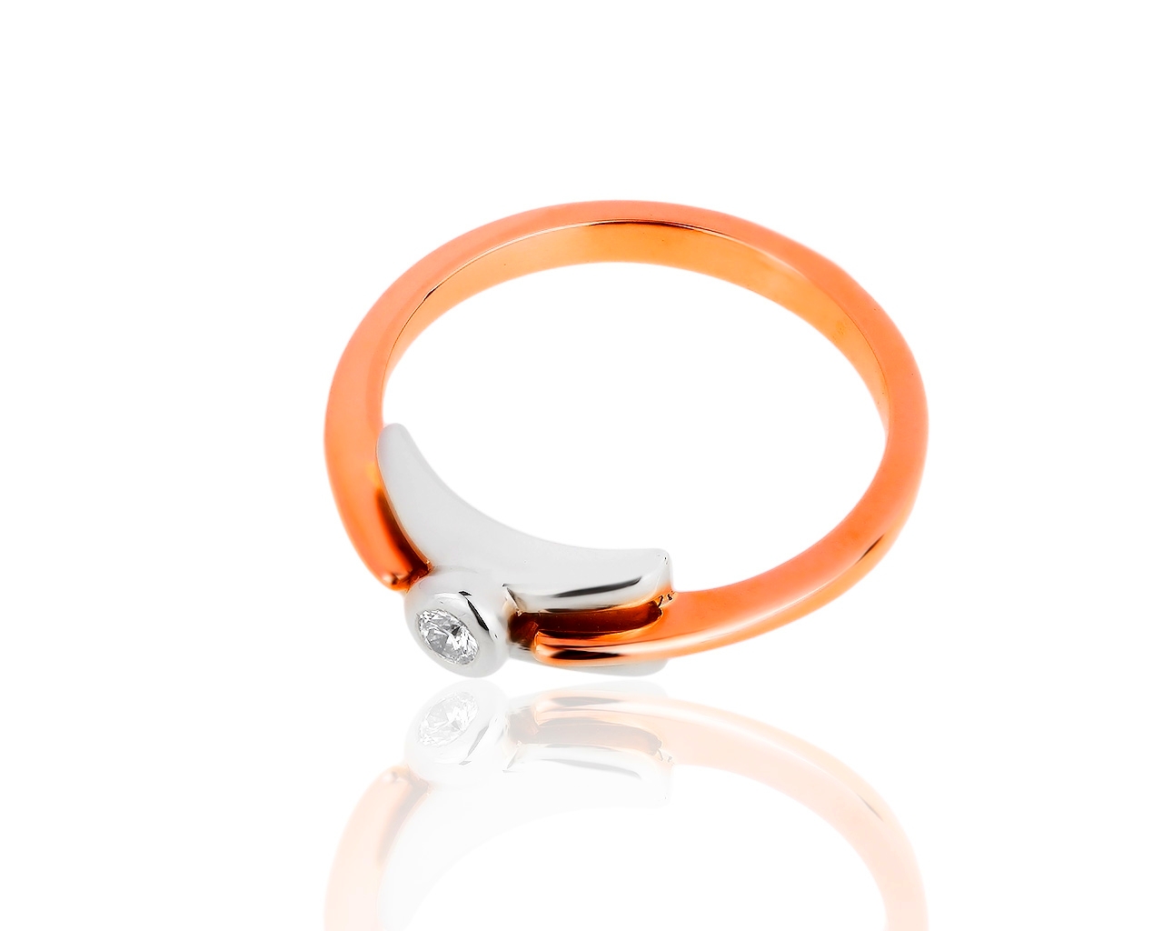 Стильное золотое кольцо с бриллиантом 0.05ct