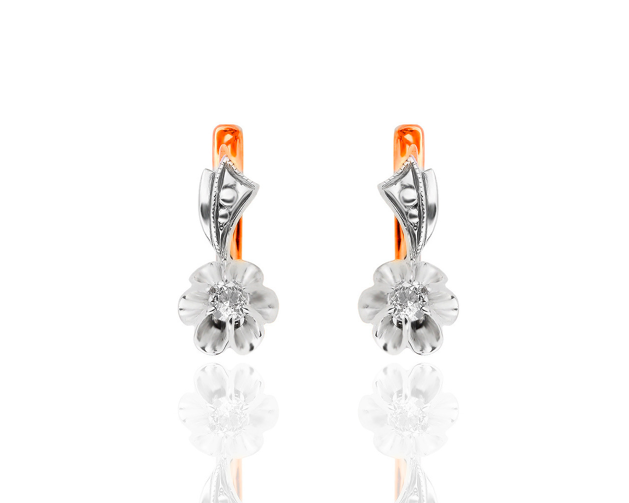 Классические золотые серьги с бриллиантами 0.30ct 080818/5