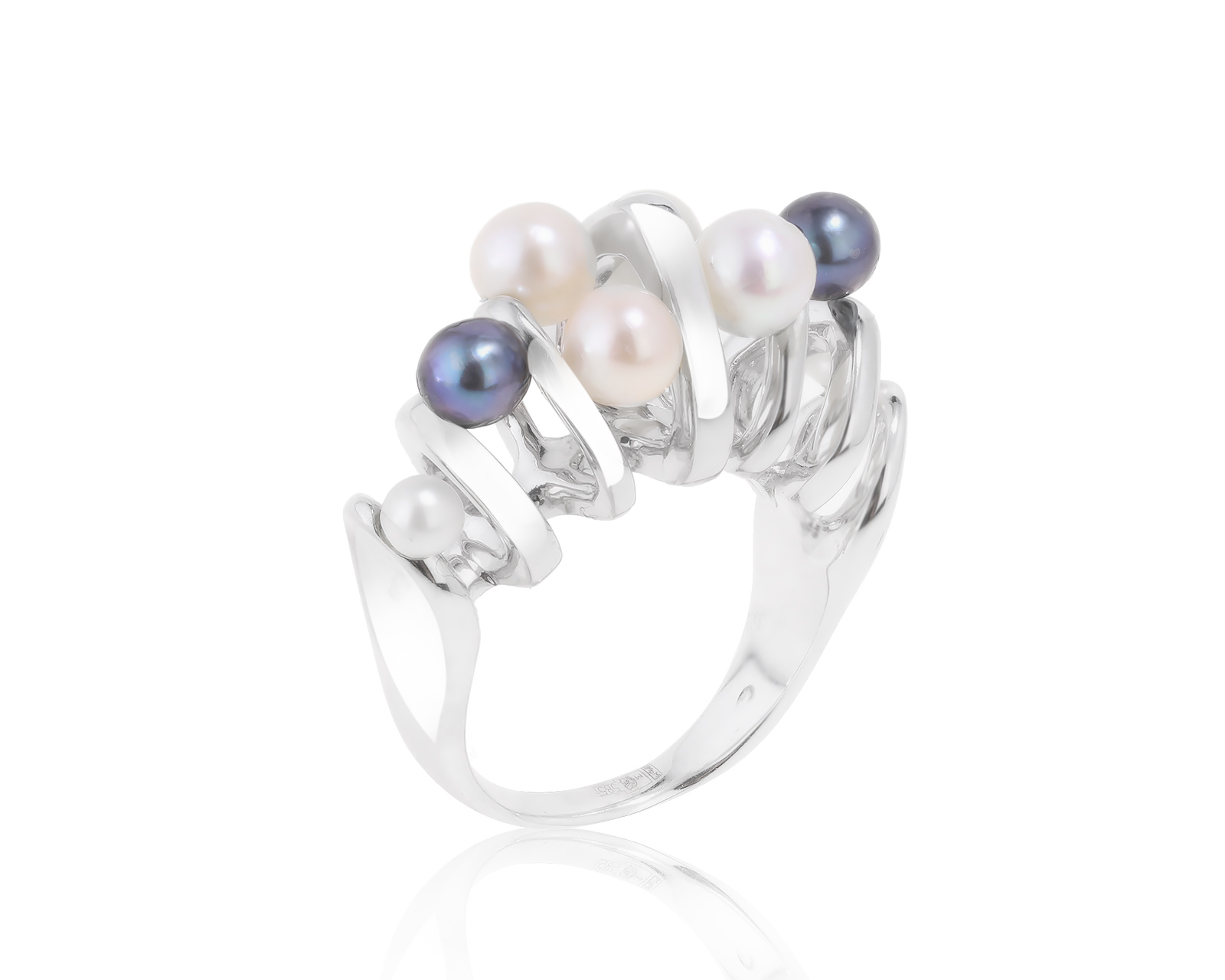 Притягательное золотое кольцо с жемчугом 3-5 мм 070622/6