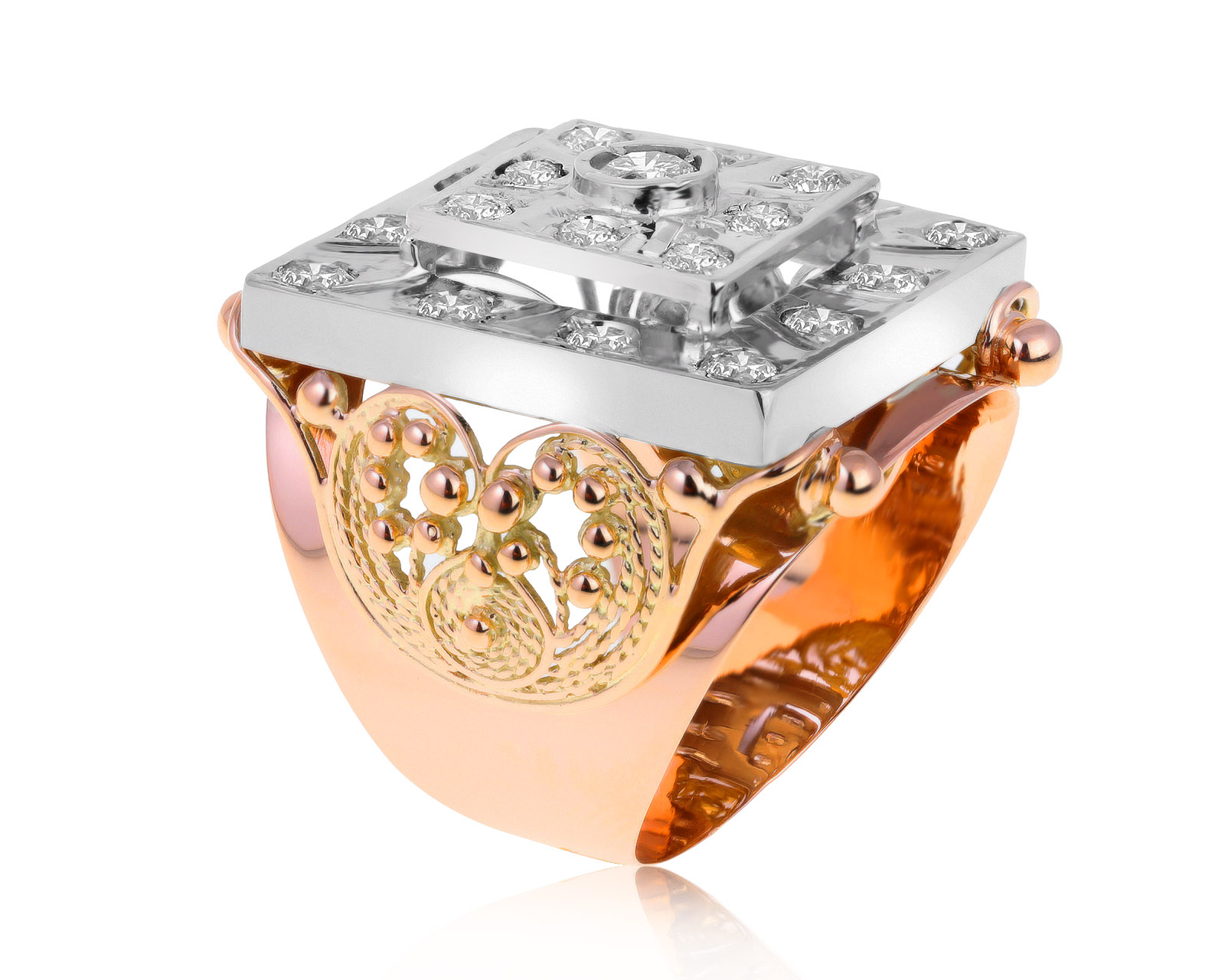 Потрясающее золотое кольцо с бриллиантами 2.78ct