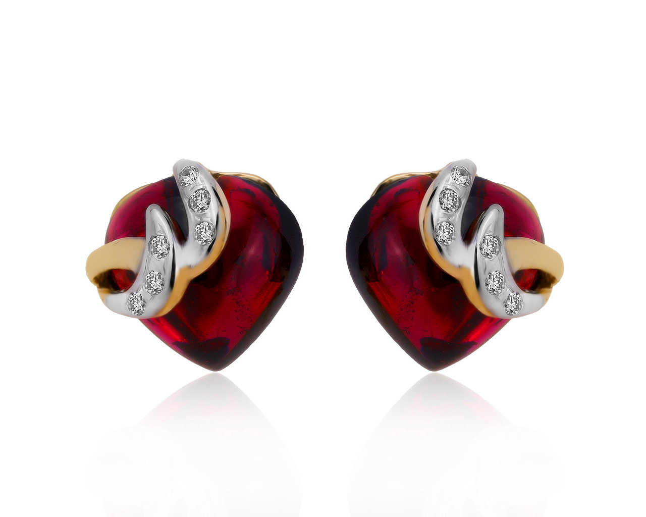Красивые золотые серьги с гранатами родолитами 12.67ct 230520/1
